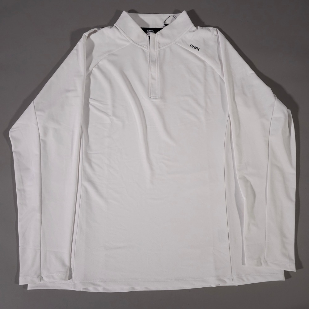 UNRL Quarter Zip Pullover Mens 2XL White Athletic Fit Long Sleeve Stretch